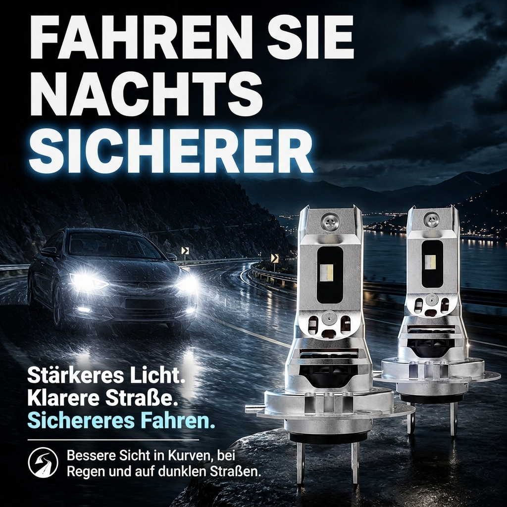 LED-Scheinwerferlampe mit 6000K kaltweißem Licht, bis zu +450% Helligkeit