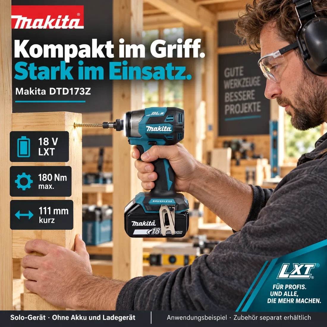 Makita DTD173Z Akku-Schlagschrauber – 18 V LXT, 180 Nm, Solo