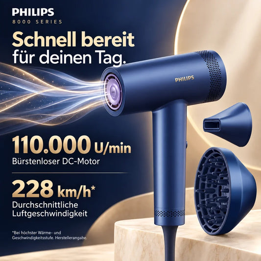 Philips 8000 Series BHD839/10 – Haartrockner mit ThermoShield Advanced, Meeresblau