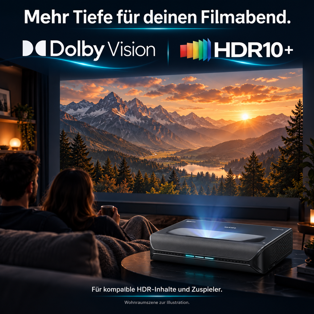 NexiGo Aurora Pro – 4K Ultra-Kurzdistanz-Laserprojektor