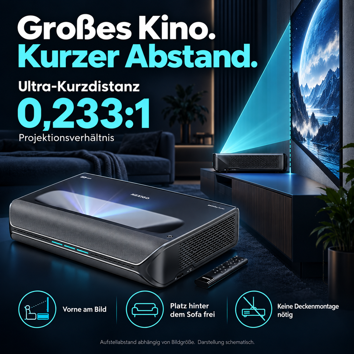 NexiGo Aurora Pro – 4K Ultra-Kurzdistanz-Laserprojektor