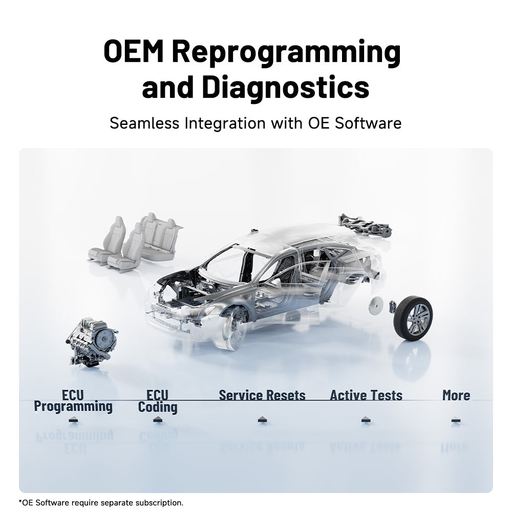 Diagram showing OEM reprogramming and diagnostics capabilities