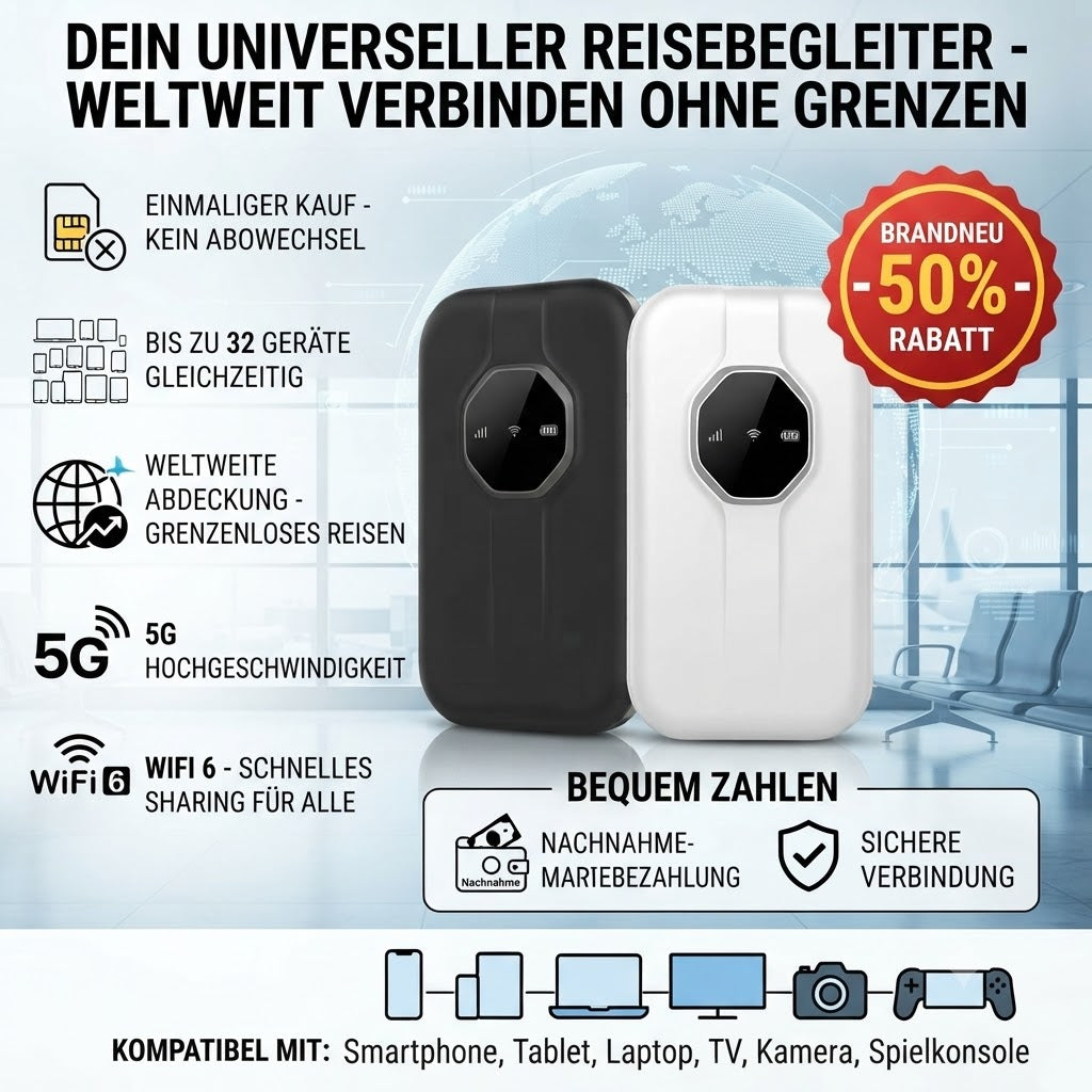 Mobiles 5G WiFi 6 – Sofort online, weltweit verbunden