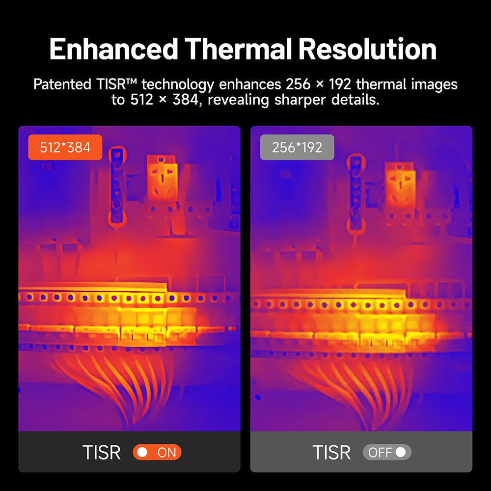 Comparison of thermal resolution enhancements from TOPDON TC002C Duo