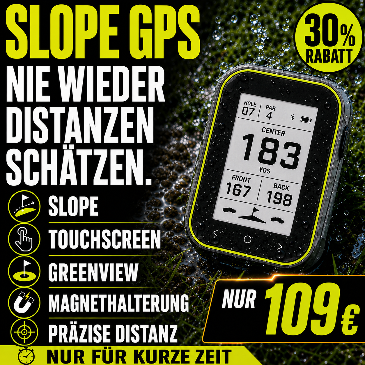 GPS Golf-Entfernungsmesser mit Slope und Clip-Halterung