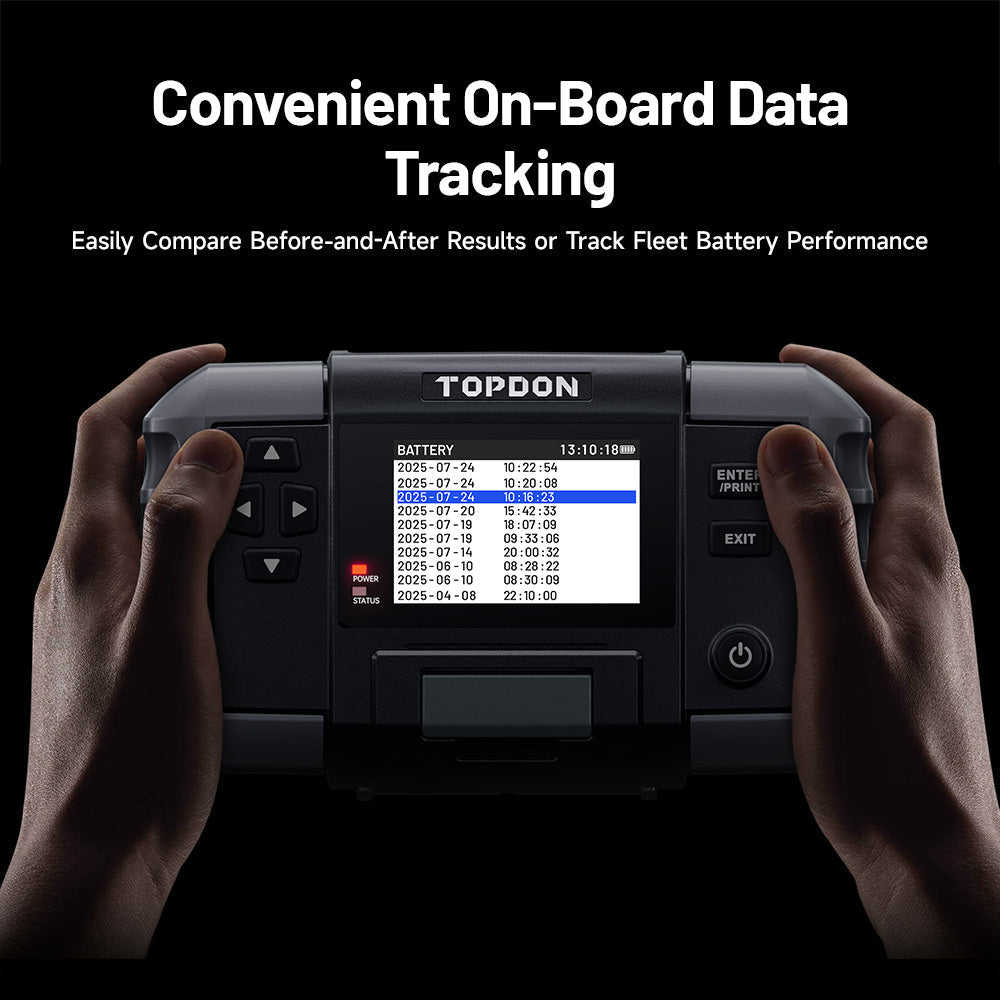 Hands holding BT600 Plus displaying data tracking