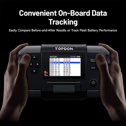 Hands holding BT600 Plus displaying data tracking