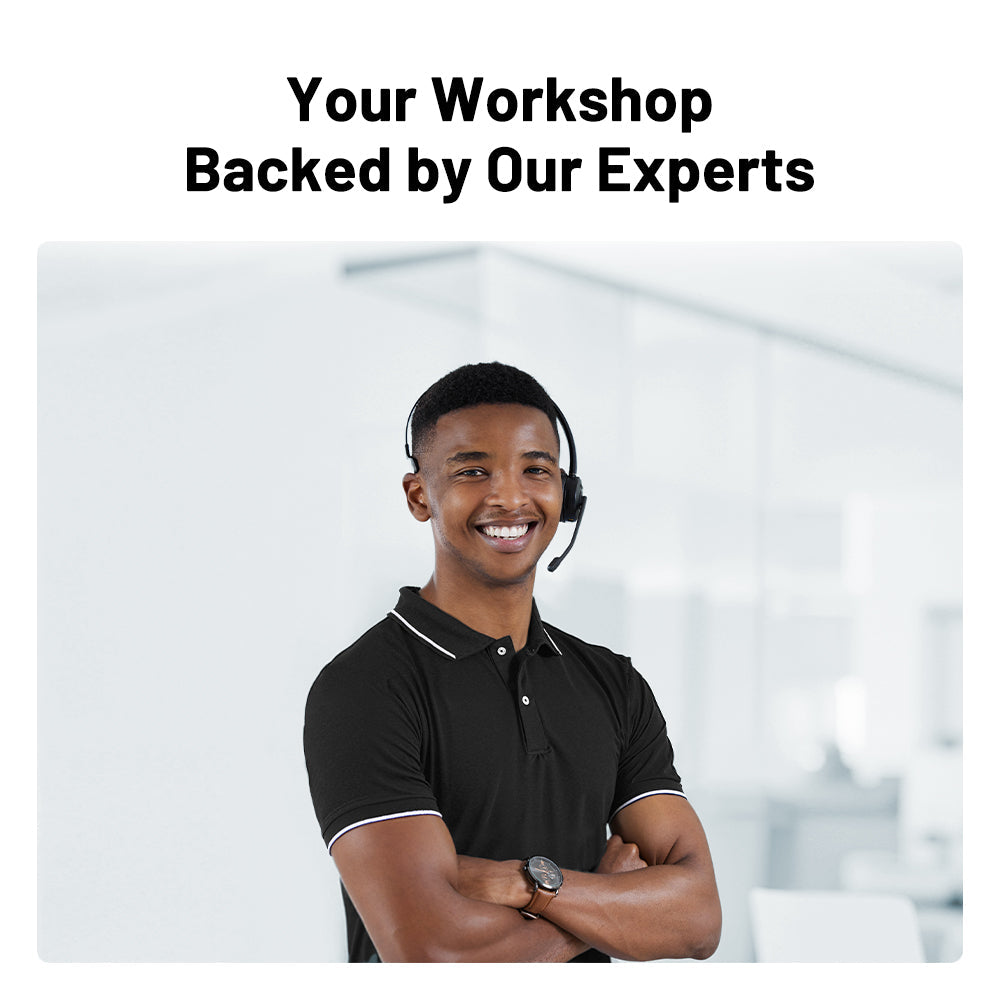 Customer support representative with headset