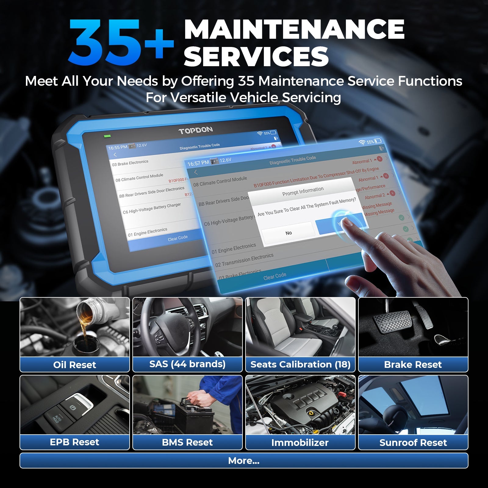 ArtiDiag Pro showcasing maintenance service functions