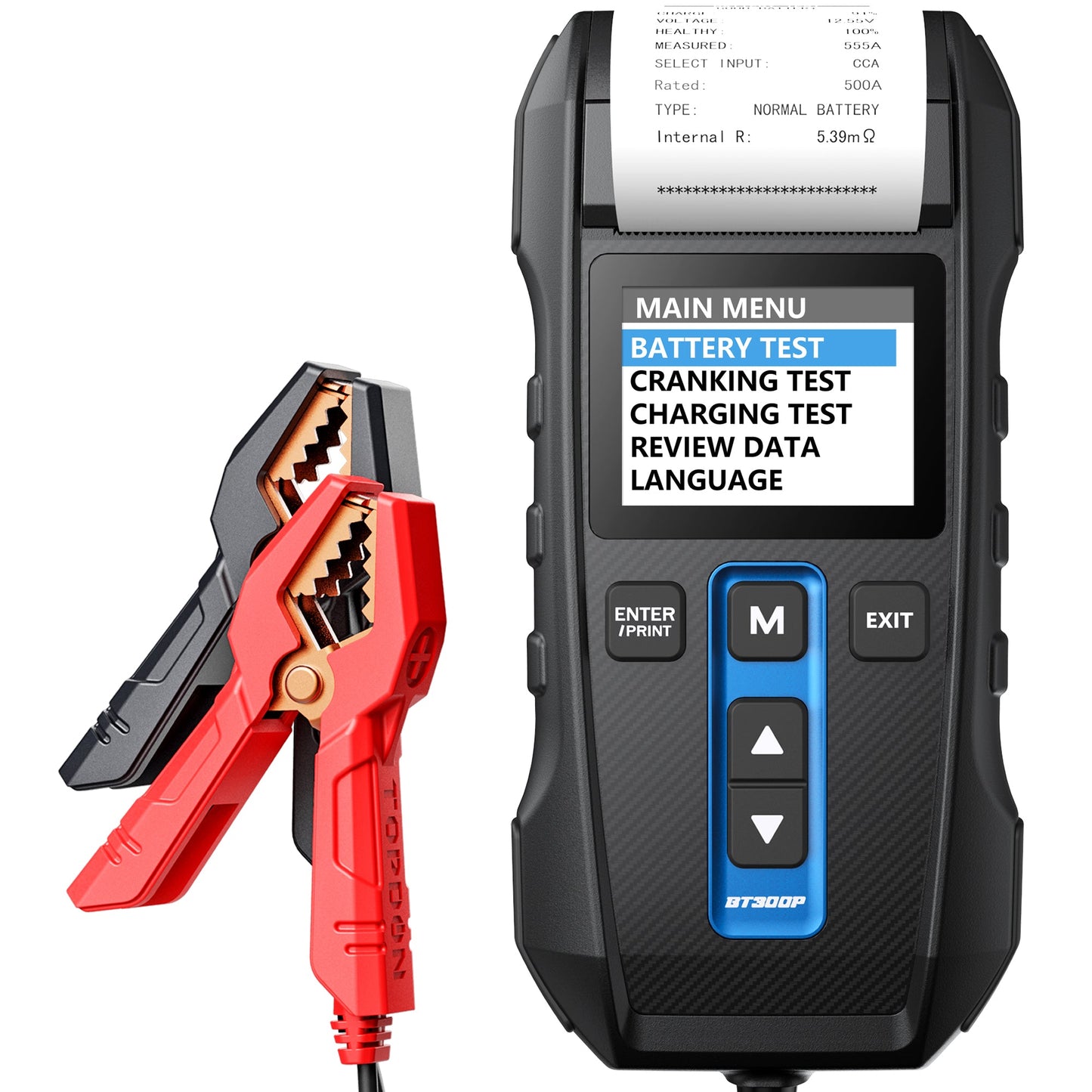 TOPDON BT300P battery tester with clamps and display