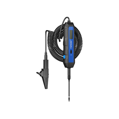 Automotive circuit tester with display and coiled cable