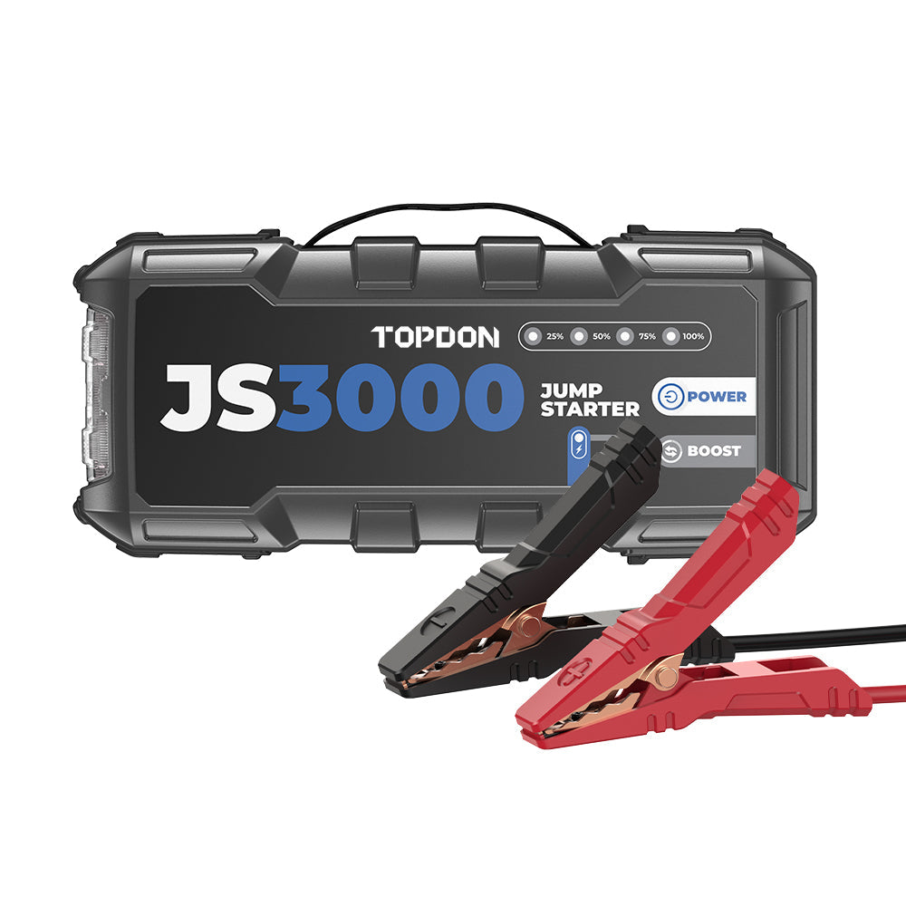 Jump starter with clamps and power indicators