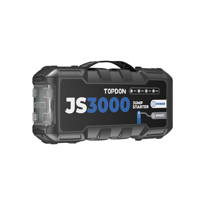 Side view of jump starter with power features