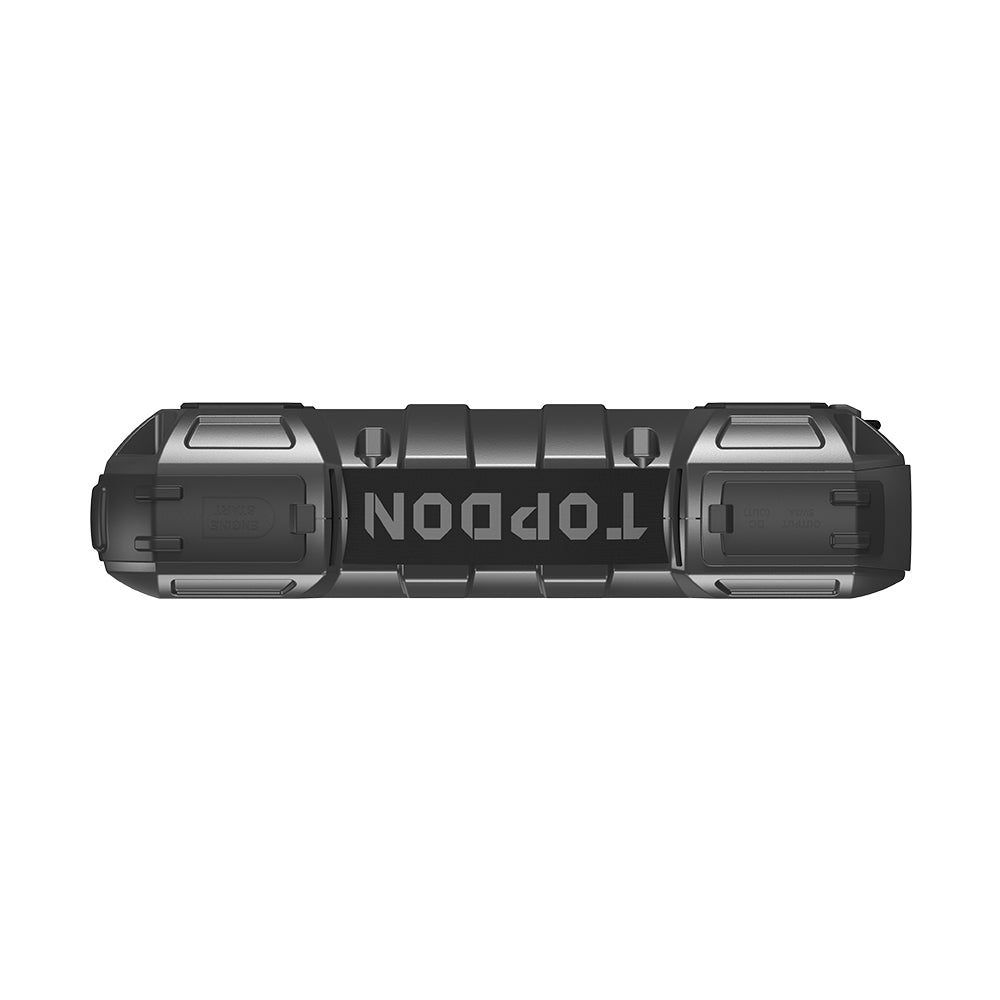 Top view of jump starter with branding