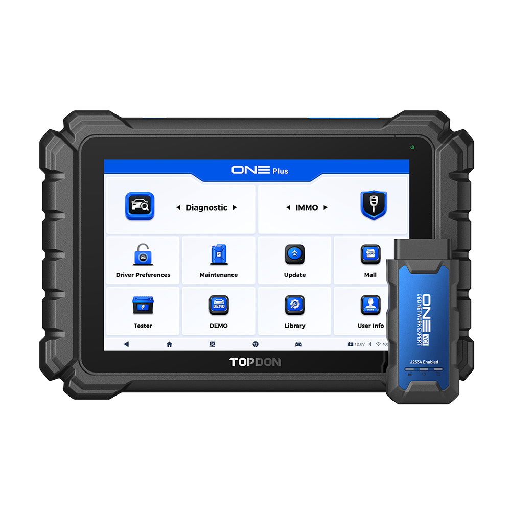 TOPDON ONE Plus diagnostic tool with touchscreen interface