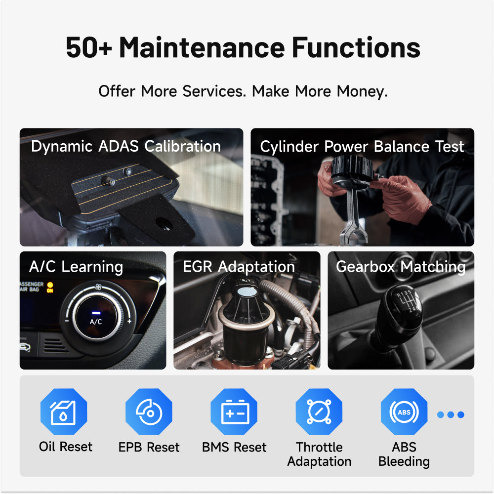 TOPDON ONE Plus maintenance functions overview