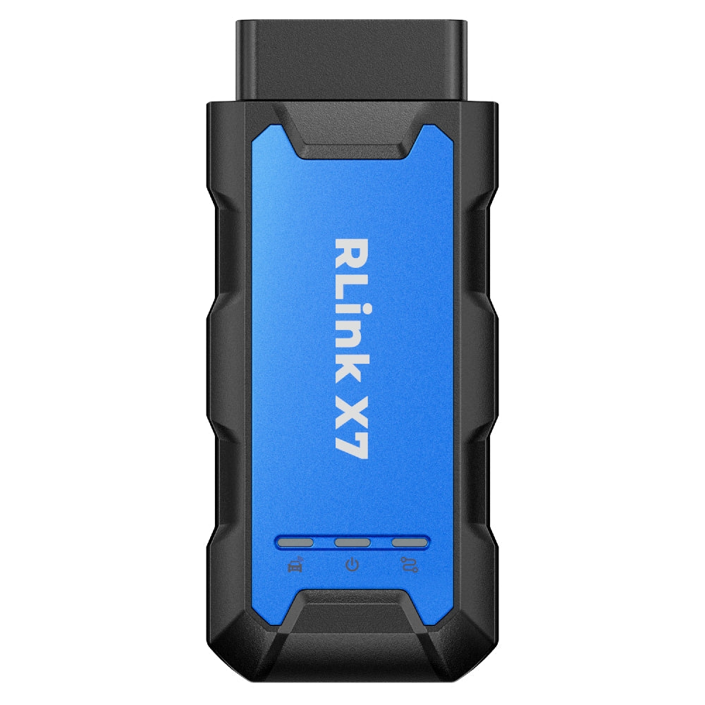 TOPDON RLink X7 diagnostic dongle with blue and black casing