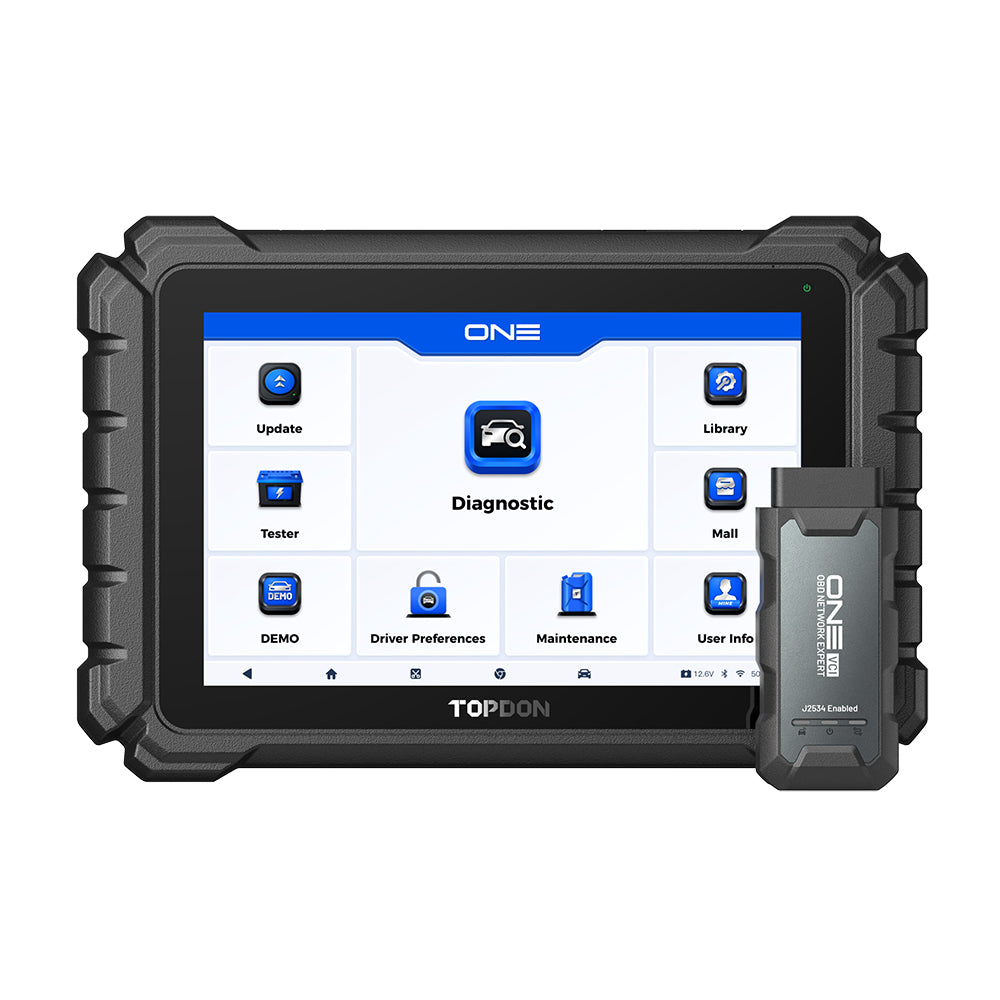 TOPDON ONE diagnostic tool with touchscreen display and connector