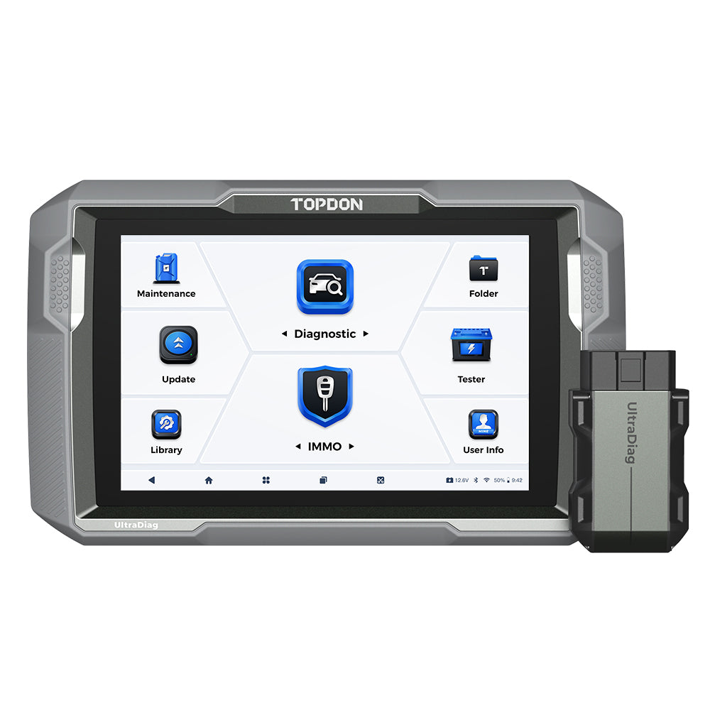 TOPDON UltraDiag diagnostic tool with screen and connector