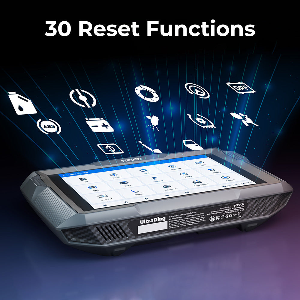 TOPDON UltraDiag showing 30 reset functions