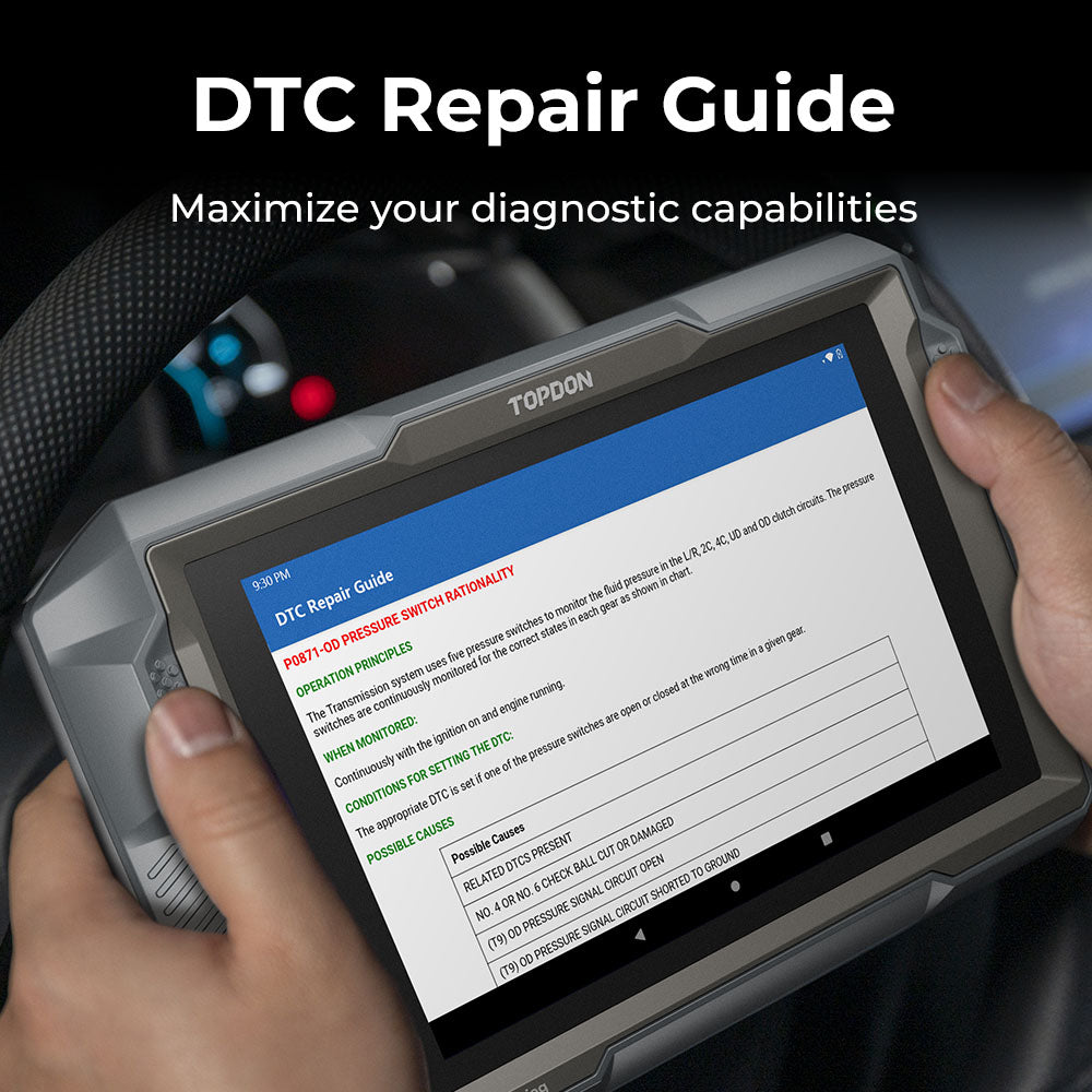 DTC repair guide displayed on TOPDON UltraDiag