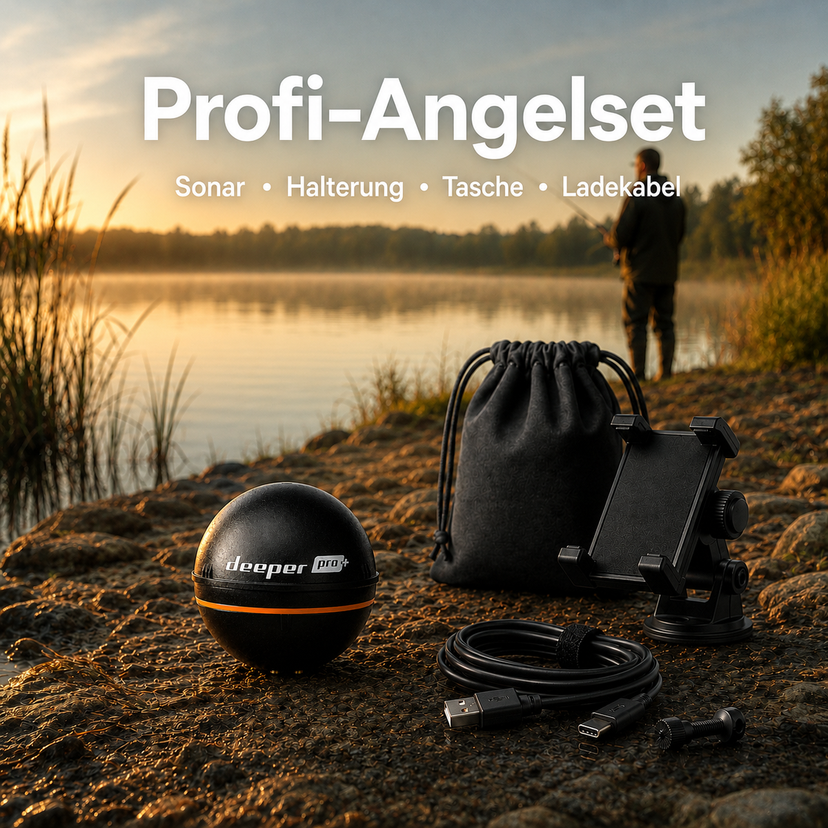 Fischfinder Echolot Deeper Smart Sonar PRO+ GPS – Kabelloser Angel Fischfinder mit WLAN, 100 m Reichweite, 80 m Tiefe