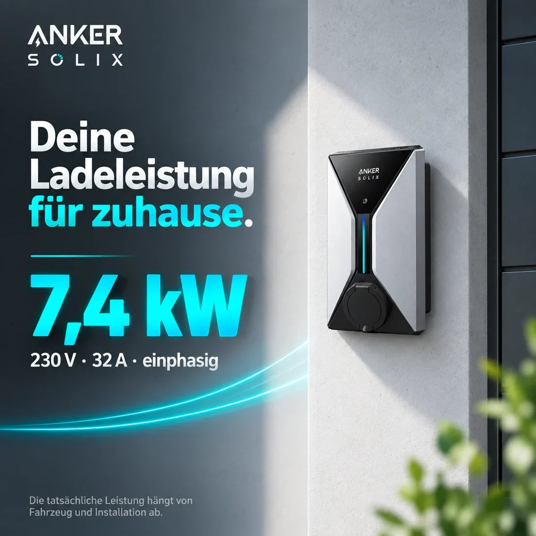 Anker SOLIX V1 Wallbox – 7,4 kW, Typ-2-Steckdose