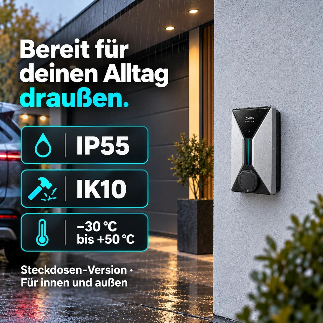 Anker SOLIX V1 Wallbox – 7,4 kW, Typ-2-Steckdose