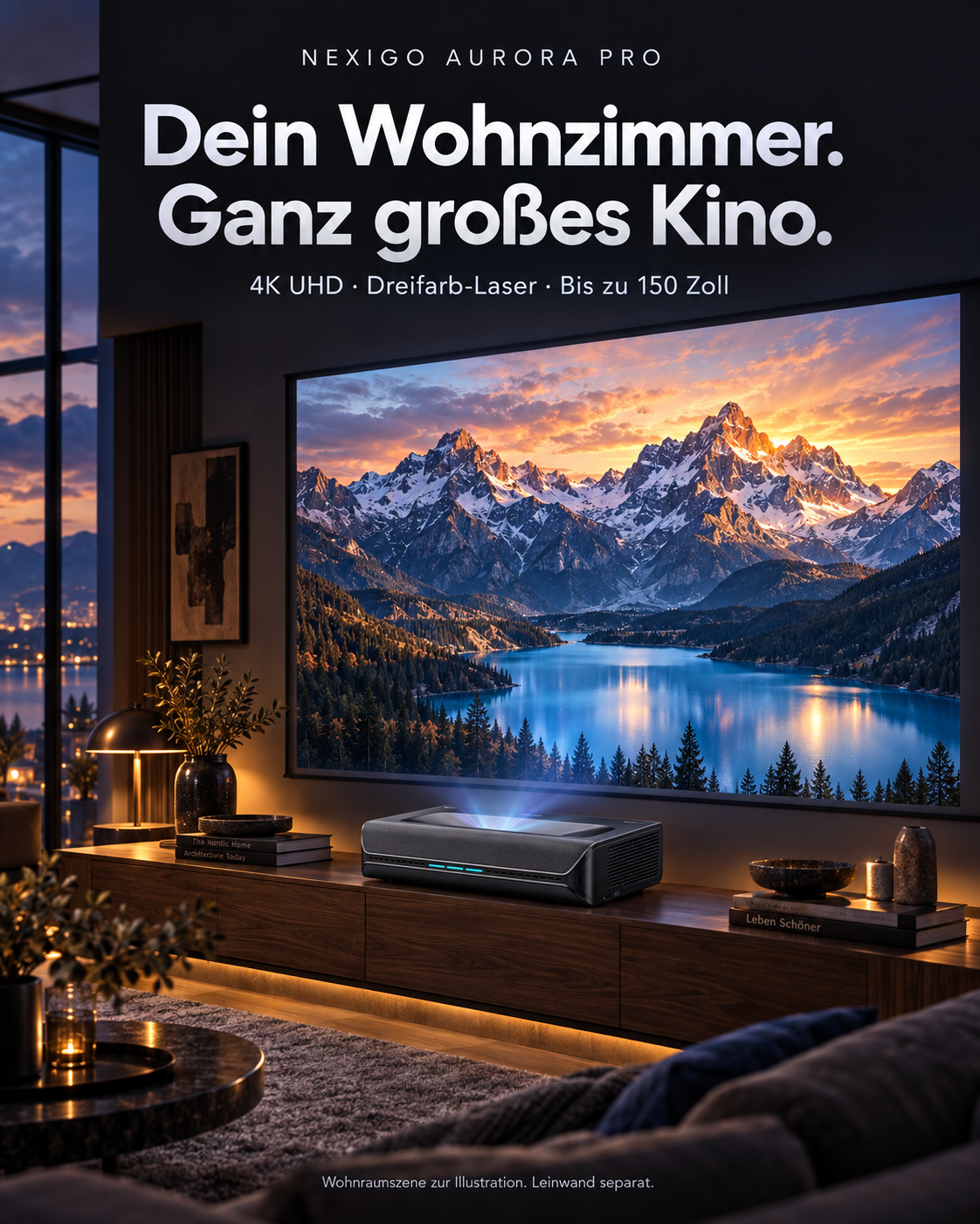 NexiGo Aurora Pro – 4K Ultra-Kurzdistanz-Laserprojektor