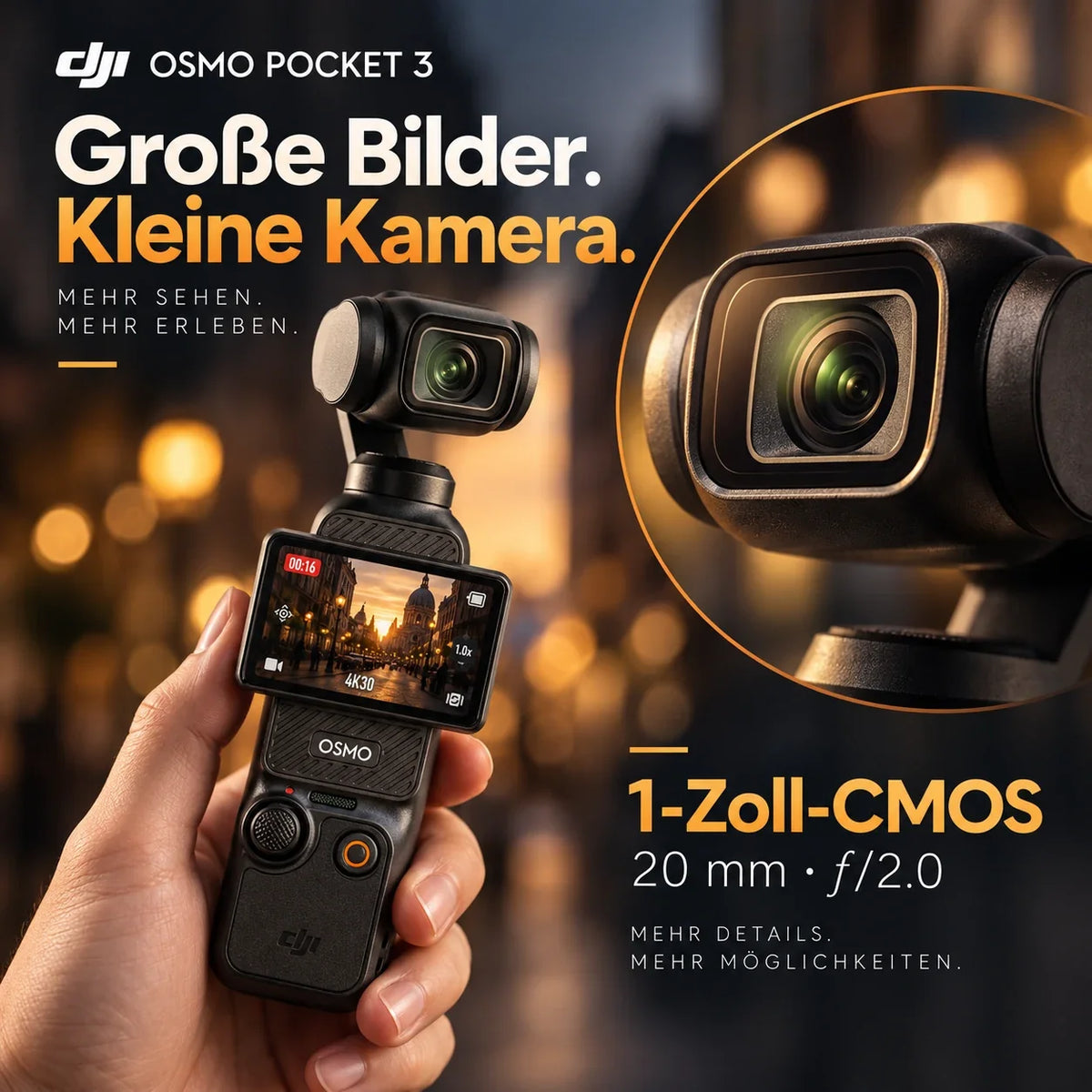 DJI Osmo Pocket 3 – 1-Zoll-Gimbal-Kamera | Standard & Creator Combo