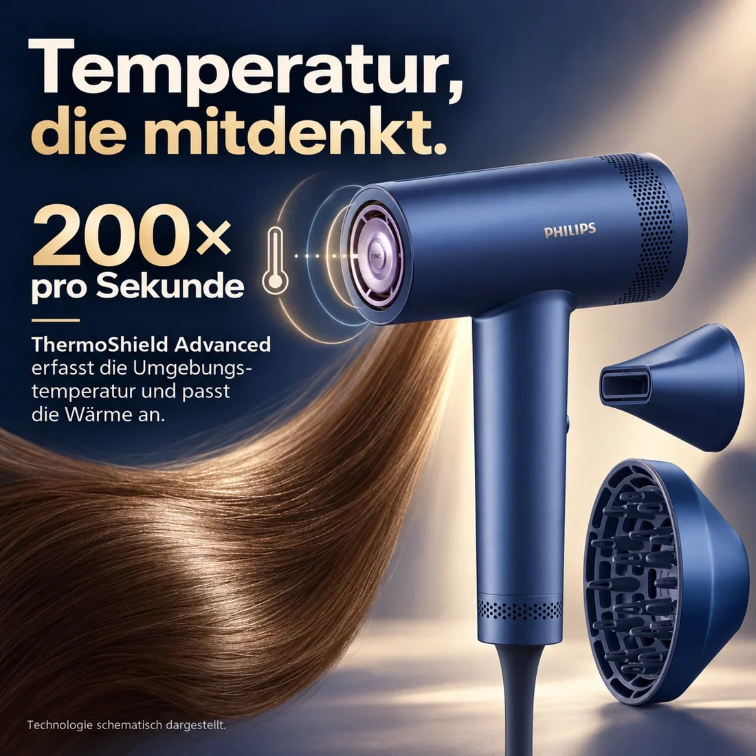 Philips 8000 Series BHD839/10 – Haartrockner mit ThermoShield Advanced, Meeresblau